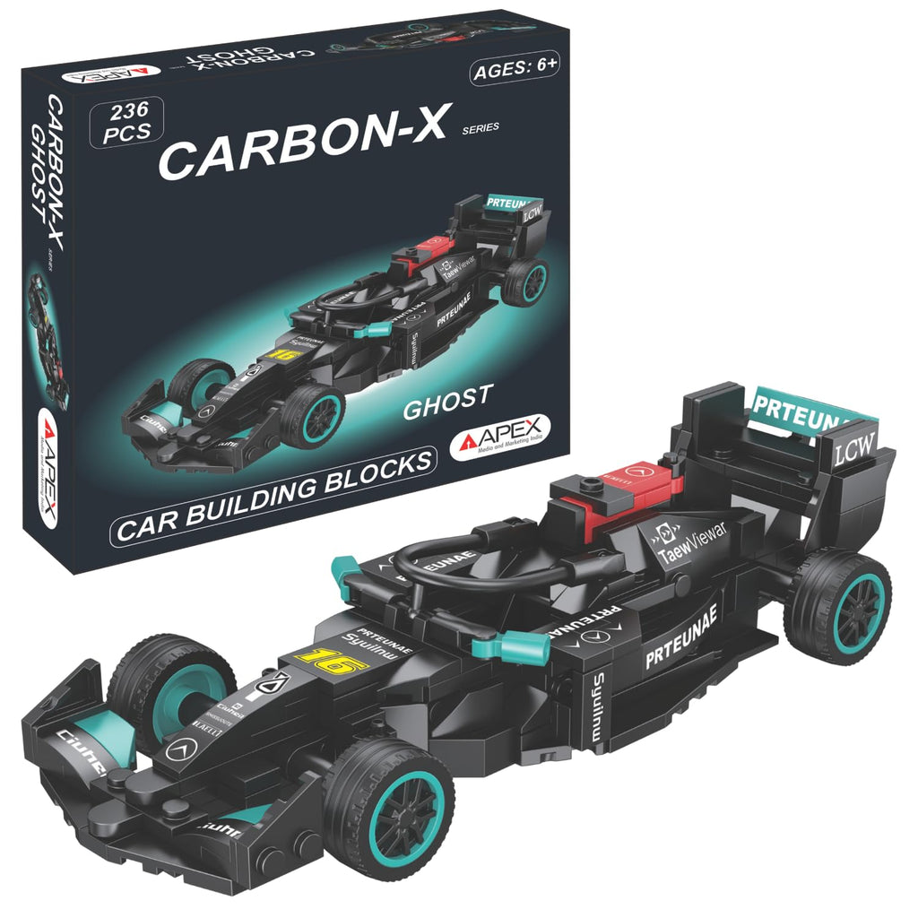 Pit Shop  F1 Car Building Blocks Set 236 Pcs | Racing Car Construction Toy for Kids Age 6+ | STEM Learning Toy | Creative DIY Model Kit for Boys & Girls (Ghost)
