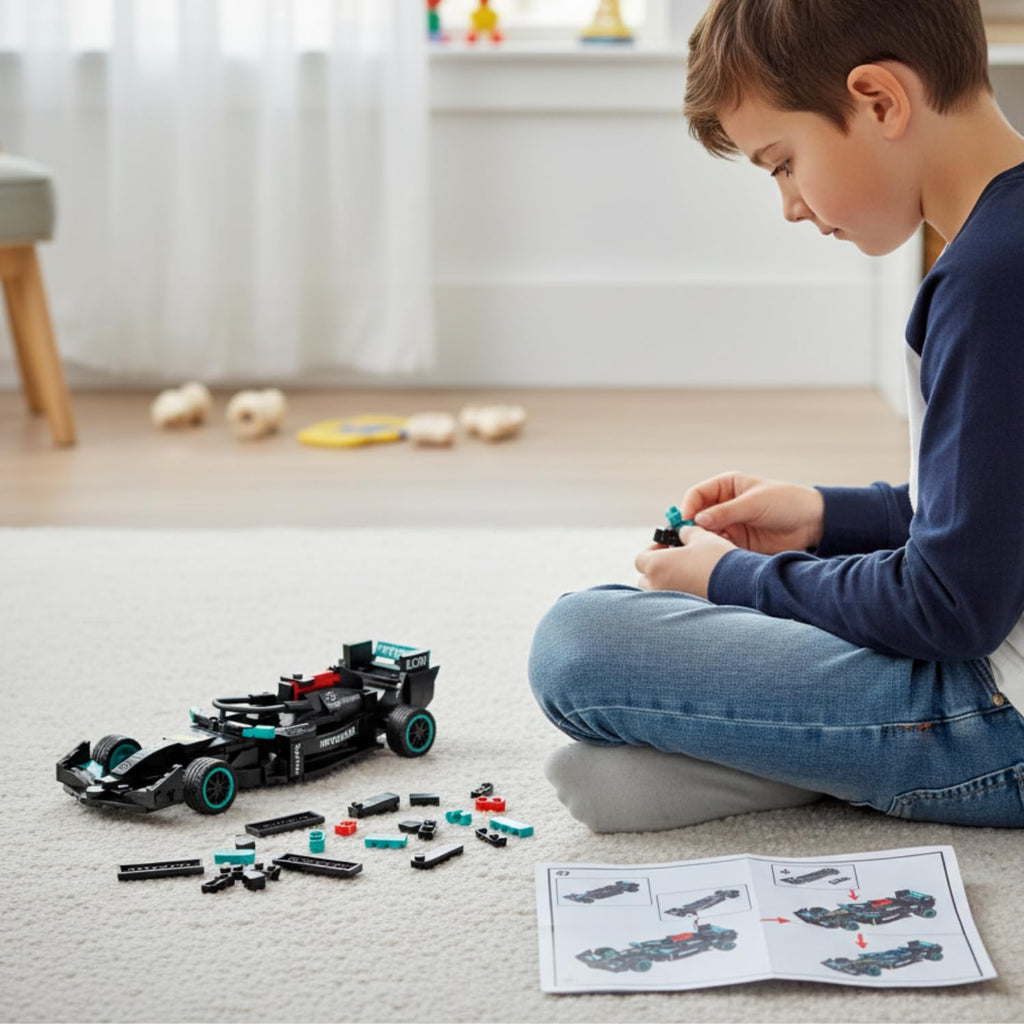 Pit Shop  F1 Car Building Blocks Set 236 Pcs | Racing Car Construction Toy for Kids Age 6+ | STEM Learning Toy | Creative DIY Model Kit for Boys & Girls (Ghost)